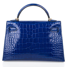 Load image into Gallery viewer, Kelly 20 Mini Sellier Bag Blue Electric Alligator Gold Hardware Limited