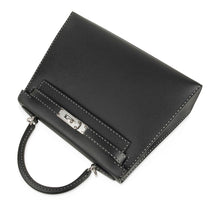 Load image into Gallery viewer, Kelly 28 Bag Black Un Point Sur Deux Veau Graine Monsieur Limited Edition