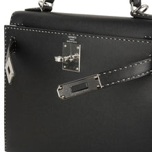 Load image into Gallery viewer, Kelly 28 Bag Black Un Point Sur Deux Veau Graine Monsieur Limited Edition