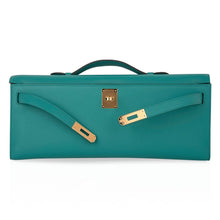 Load image into Gallery viewer, Kelly Cut Vert Verone Clutch Bag Gold Hardware Swift Leather