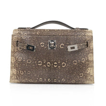 Load image into Gallery viewer, Kelly Pochette Bag Ombre Lizard Clutch Palladium Hardware Very Rare