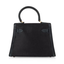 Load image into Gallery viewer, Kelly 20 Mini Vintage Bag Black Pleated Silk Suede Trim Gold Hardware