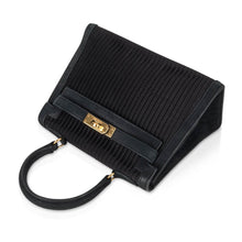 Load image into Gallery viewer, Kelly 20 Mini Vintage Bag Black Pleated Silk Suede Trim Gold Hardware
