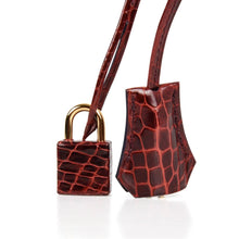 Load image into Gallery viewer, Kelly 28 Bag Sellier Bourgogne Red Navy Contour Crocodile Gold Hardware