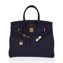 Load image into Gallery viewer, Birkin 35 Bag Blue Nuit Gold Hardware Togo Leather