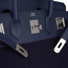 Load image into Gallery viewer, HAC Birkin 40 Bag Blue Nuit Feutre and Blue de Malte Evercolor Leather with Palladium Hardware
