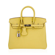Load image into Gallery viewer, Birkin 25 Bag Jaune Poussin Togo Leather with Palladium Hardware