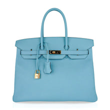 Load image into Gallery viewer, Birkin 35 Bag Blue Atoll Gold Hardware Epsom Leather