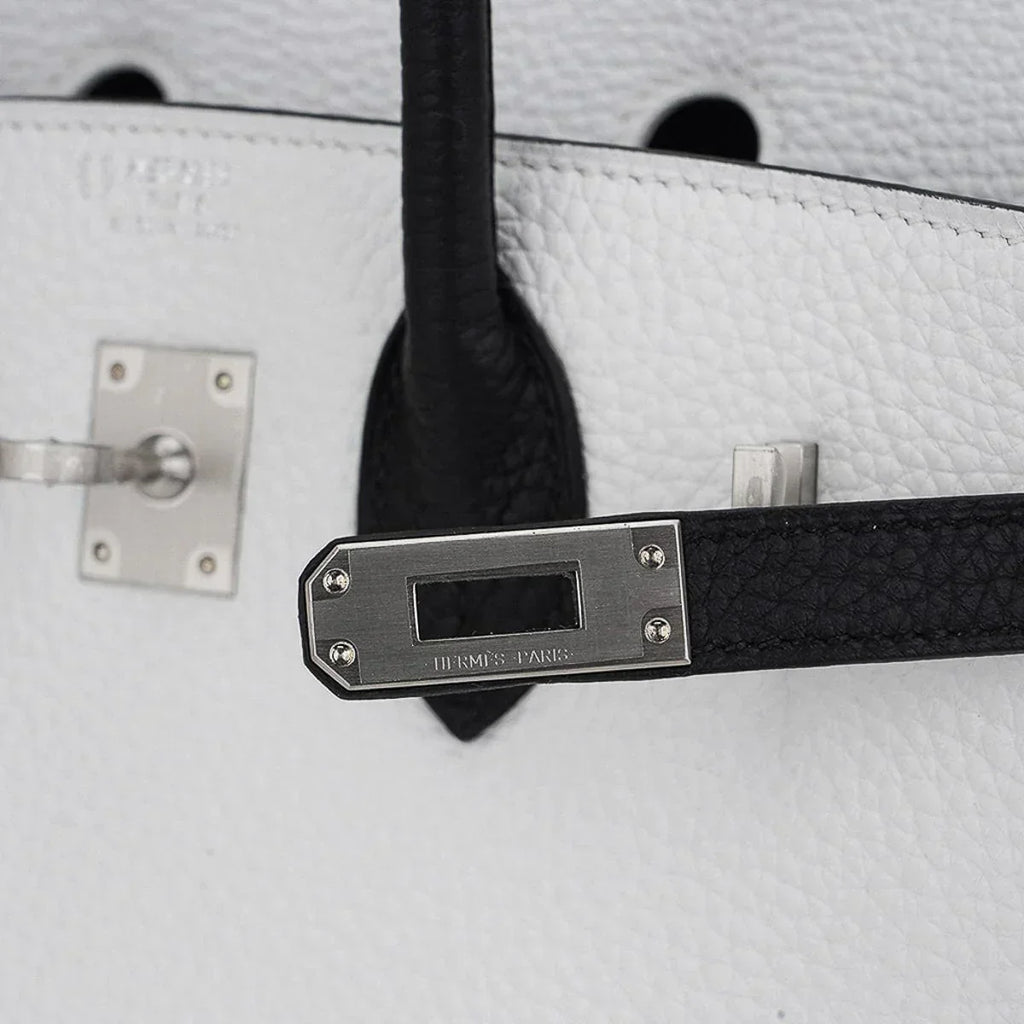 Birkin HSS 25 Bag White w/ Black Brushed Palladium Hardware