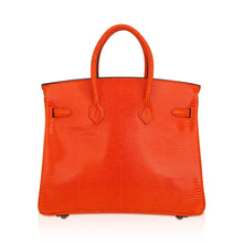 Load image into Gallery viewer, Birkin 25 Bag Orange Tangerine Lizard with Ruthenium Hardware