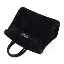 Load image into Gallery viewer, Birkin 25 Bag Black Doblis Suede with Palladium Hardware