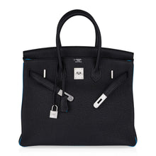 Load image into Gallery viewer, Special Order HSS Birkin 35 Bag Black Turquoise Togo Leather with Brushed Palladium Hardware