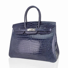 Load image into Gallery viewer, Birkin 35 Bleu Roi Porosus Crocodile Palladium Hardware