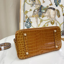 Load image into Gallery viewer, Birkin Shiny Niloticus Crocodile Cowhide Leather Gold Hardware