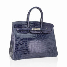 Load image into Gallery viewer, Birkin 35 Bleu Roi Porosus Crocodile Palladium Hardware