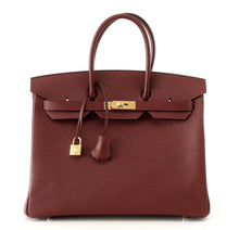 Load image into Gallery viewer, Birkin 35 Bag Red Rouge H Limited Edition Contour Navy Gold