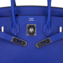 Load image into Gallery viewer, Birkin 30 Bag Blue Electric Novillo Leather with Palladium Hardware