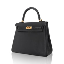 Load image into Gallery viewer, Kelly Touch 25 Retourne Bag Black Lizard Togo Leather Gold Hardware