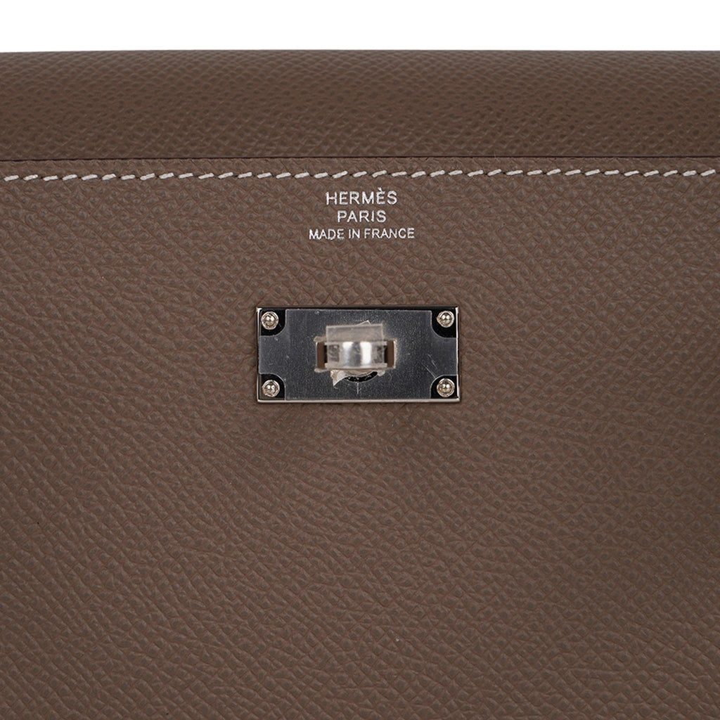 Kelly Classique To Go Wallet Etoupe Epsom Palladium Hardware New w/Box