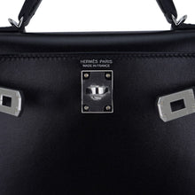Load image into Gallery viewer, Kelly 20 Sellier Black Box Leather Mini Bag Palladium Hardware