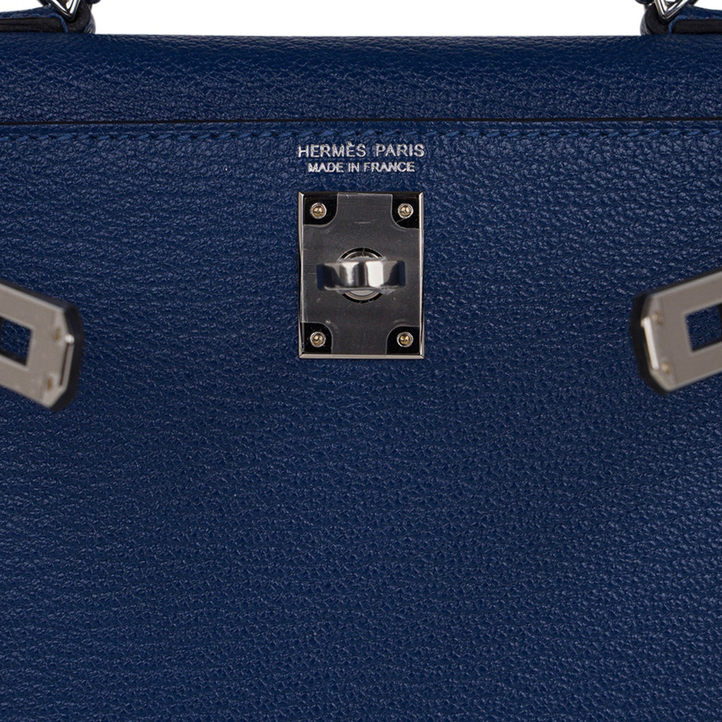 Special Order HSS Verso Mini Kelly 20 Sellier Bag Deep Bleu & Bleu Izmir Epsom Leather with Palladium Hardware
