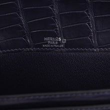 Load image into Gallery viewer, Kelly Depeches 25 Pouch Blue Indigo Matte Alligator with Palladium Hardware