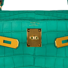 Load image into Gallery viewer, Kelly 28 Bag Vert Jade Matte Alligator Gold Hardware