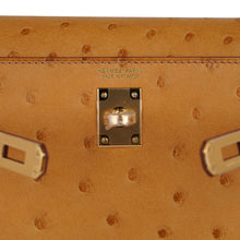 Load image into Gallery viewer, Kelly Danse Bag Tabac Camel Ostrich with Gold Hardware