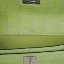 Load image into Gallery viewer, Kelly Depeches 25 Pouch Jaune Bourgeon Matte Alligator Palladium Hardware
