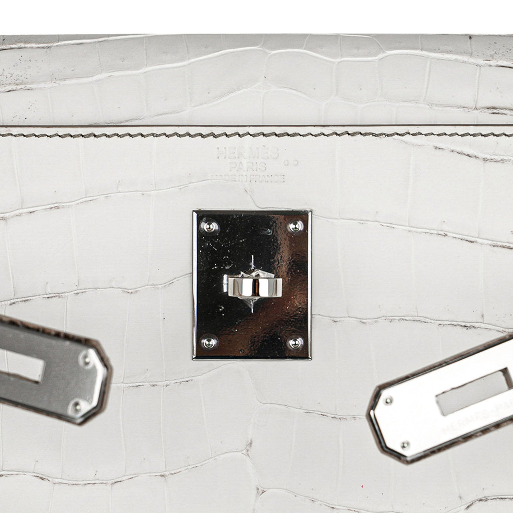 Limited Edition Kelly 32 Bag Himalaya Crocodile with Palladium Hardware