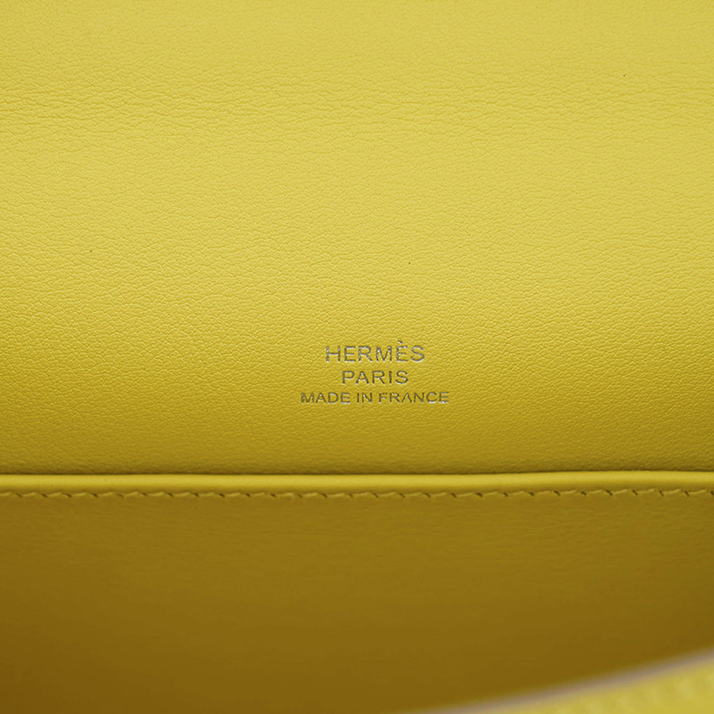 Kelly Pochette Clutch Bag Jaune De Naples Swift Leather with Palladium Hardware
