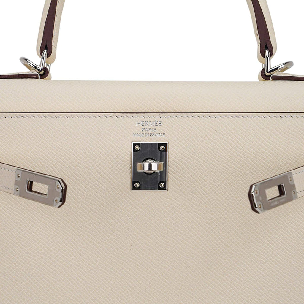 Kelly 25 Sellier Bag Nata Epsom Leather with Palladium Hardware