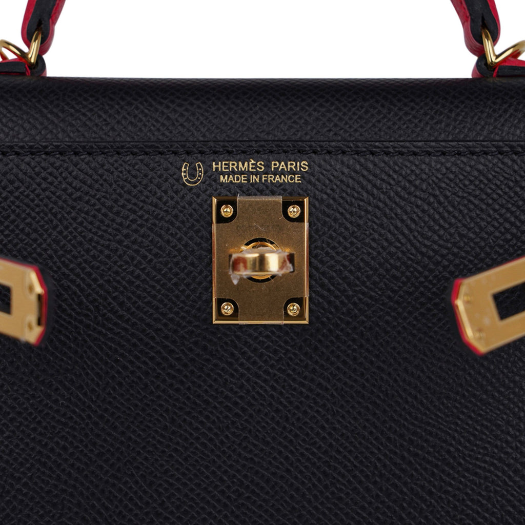 Kelly 20 Sellier Mini HSS Bag Black / Rose Extreme Epsom Gold Hardware
