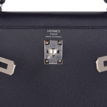 Load image into Gallery viewer, Verso Kelly Sellier 25 Bag Bleu de Minuit &amp; Etrusque Veau Madame Leather with Palladium Hardware