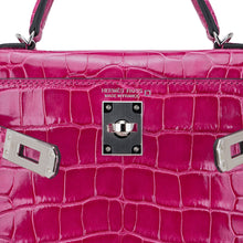 Load image into Gallery viewer, Limited Edition Mini Kelly 20 Sellier Rose Scheherazade Alligator Bag Palladium Hardware