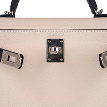 Load image into Gallery viewer, Special Order HSS Mini Kelly 20 Bag Sellier Craie &amp; Blue Indigo Epsom Leather with Palladium Hardware