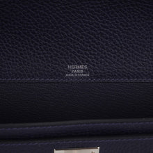 Load image into Gallery viewer, Kelly Depeches 25 Pouch Blue Ocean Galop D’Vache Leather with Palladium Hardware