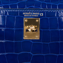 Load image into Gallery viewer, Kelly 20 Mini Sellier Bag Blue Electric Alligator Gold Hardware Limited