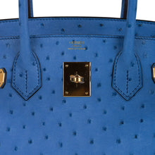 Load image into Gallery viewer, Birkin 30 Bag Bleu Mykonos Ostrich with Gold Hardware