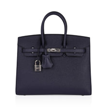 Load image into Gallery viewer, Birkin Sellier 25 Bag Blue Indigo Epsom Leather with Palladium Hardware