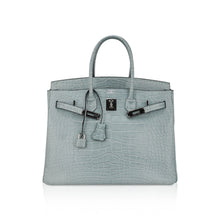 Load image into Gallery viewer, Limited Edition Birkin 35 Bag Ciel Matte Alligator with Palladium Hardware