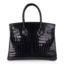 Load image into Gallery viewer, Birkin 30 Bag Black Porosus Crocodile with Gold Hardware