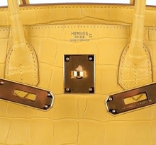 Load image into Gallery viewer, Birkin 30 Bag Mimosa Matte Alligator Gold Hardware