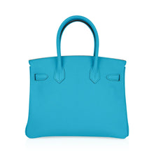 Load image into Gallery viewer, Birkin 30 Bleu Aztec Bag Chevre Leather with Gold Hardware