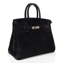 Load image into Gallery viewer, Birkin 25 Bag Black Doblis Suede with Palladium Hardware