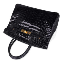 Load image into Gallery viewer, Birkin 30 Bag Black Porosus Crocodile with Gold Hardware