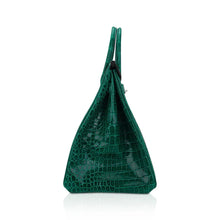 Load image into Gallery viewer, Birkin 35 Bag Emerald Porosus Crocodile with Palladium Hardware