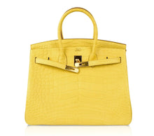 Load image into Gallery viewer, Birkin 35 Bag Matte Alligator Mimosa Gold Hardware Crazy Fabulous