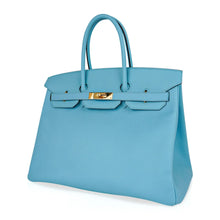 Load image into Gallery viewer, Birkin 35 Bag Blue Atoll Gold Hardware Epsom Leather