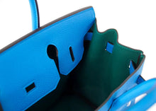 Load image into Gallery viewer, Verso Birkin 30 Bag Blue Zanzibar &amp; Malachite Togo Leather with Palladium Hardware